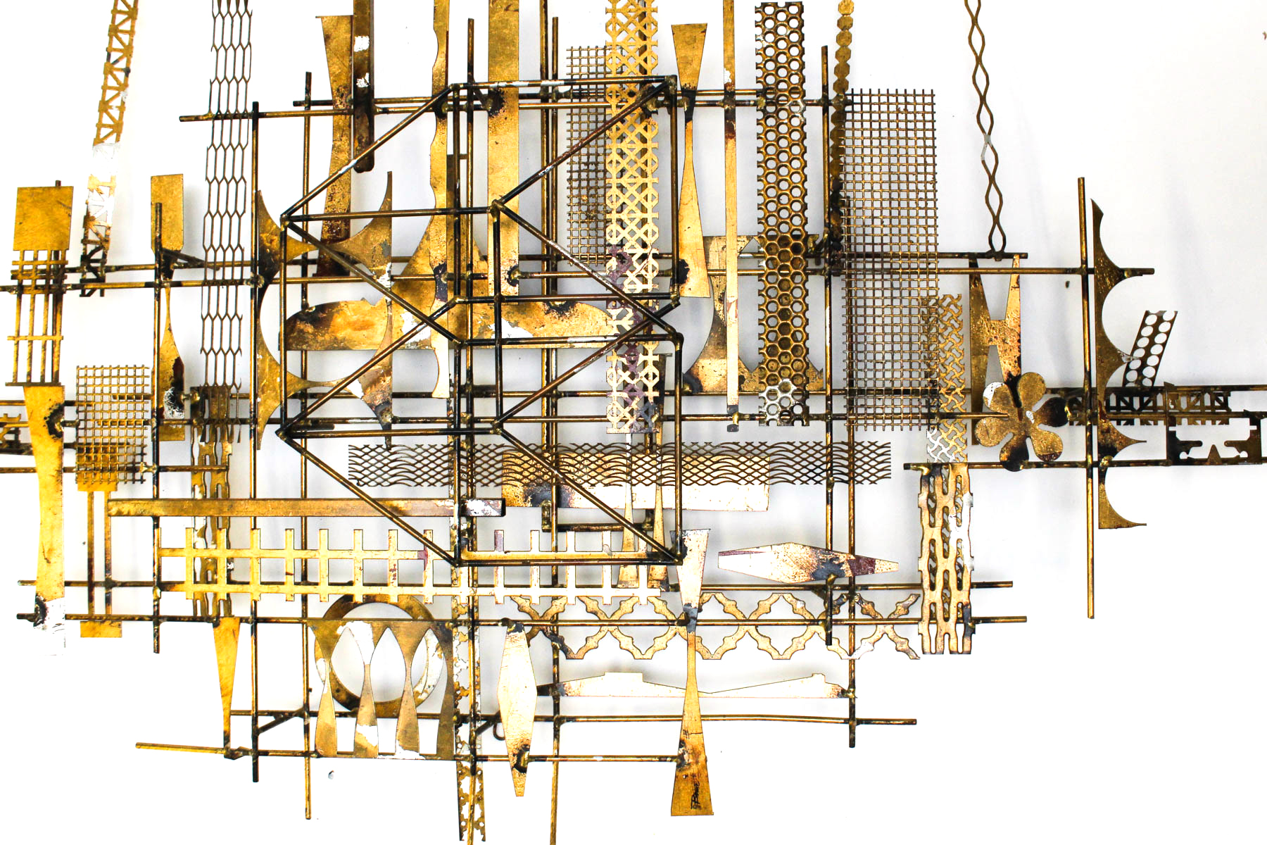 William Bowie Mid Century Modern Brass Wall Sculpture