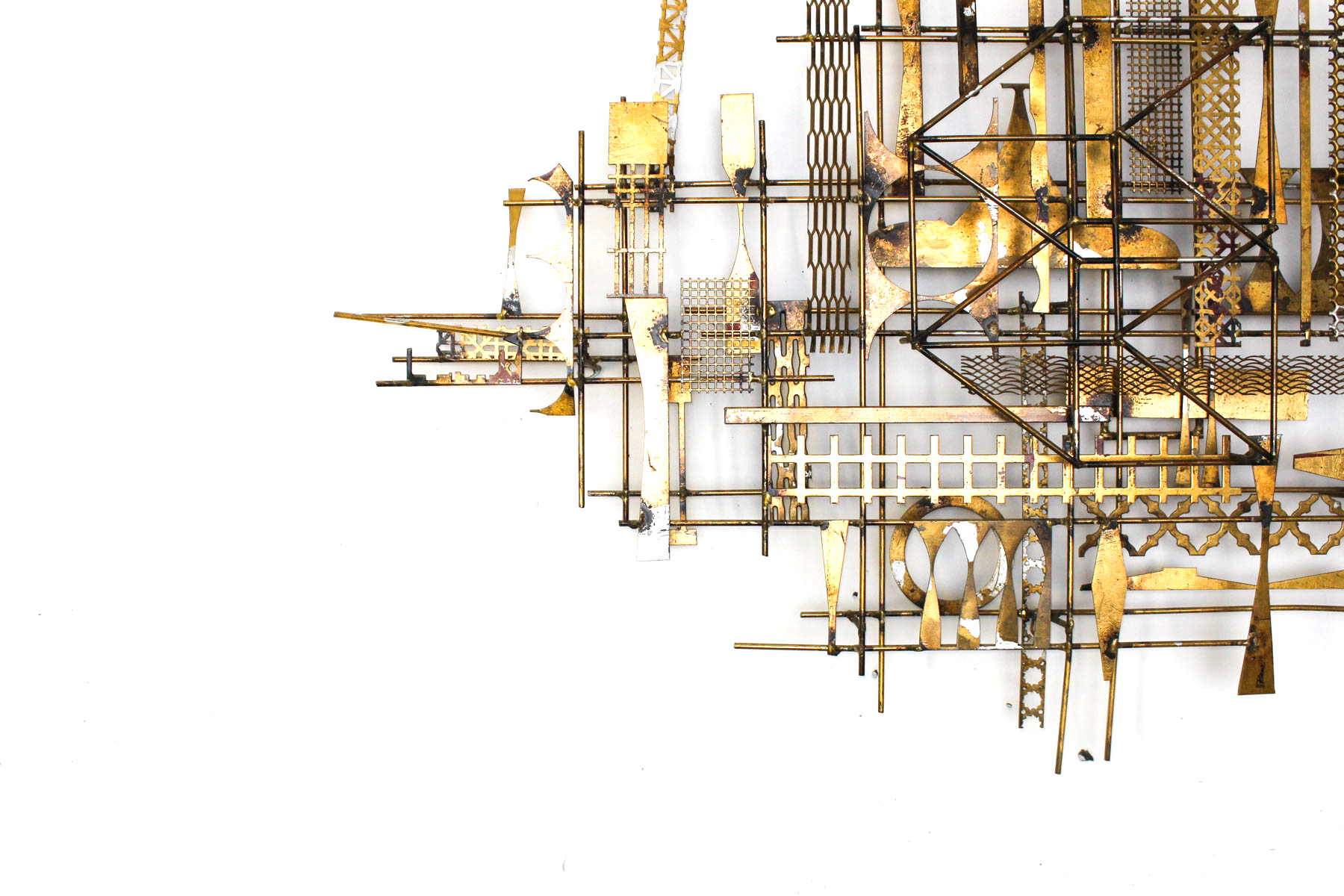 William Bowie Mid Century Modern Brass Wall Sculpture