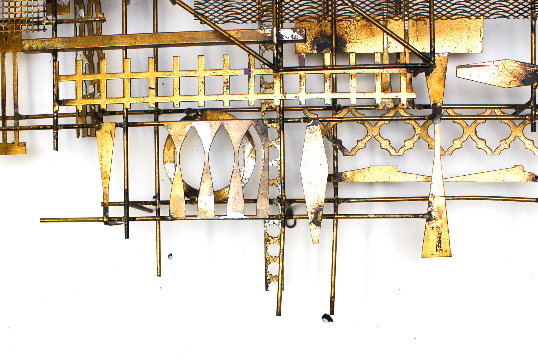 William Bowie Mid Century Modern Brass Wall Sculpture