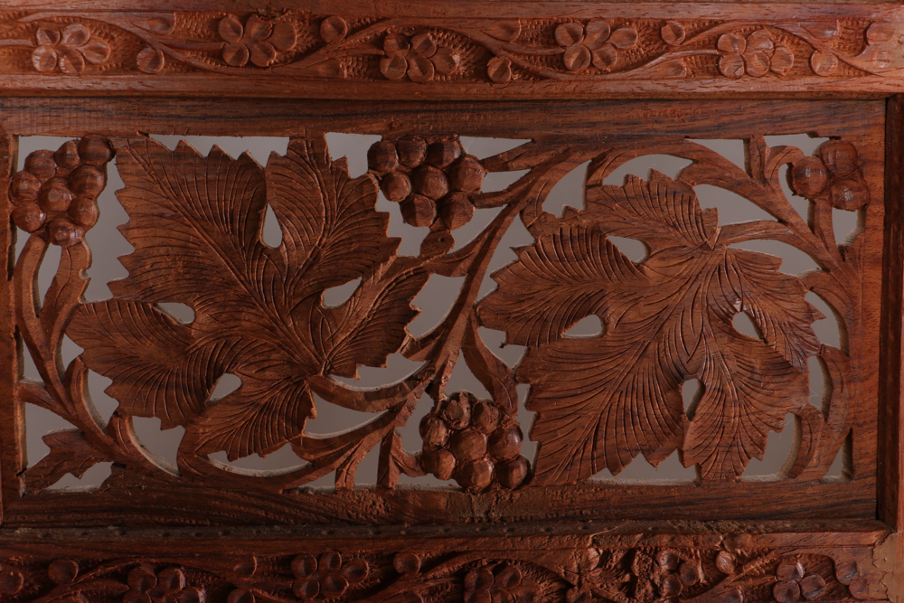 Indian Carved Wood Folding Screen