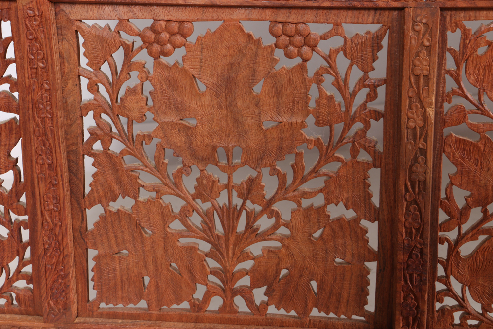 Indian Carved Wood Folding Screen