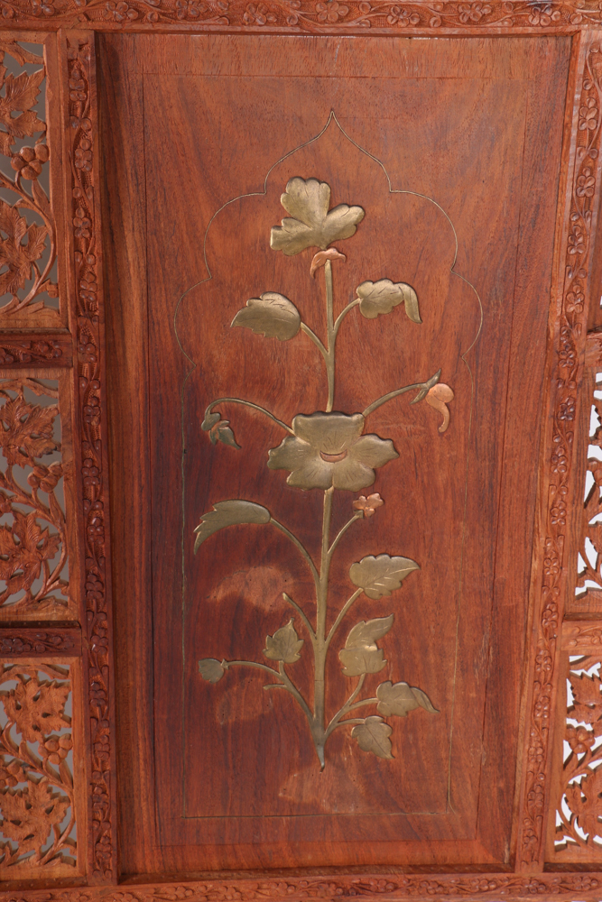 Indian Carved Wood Folding Screen