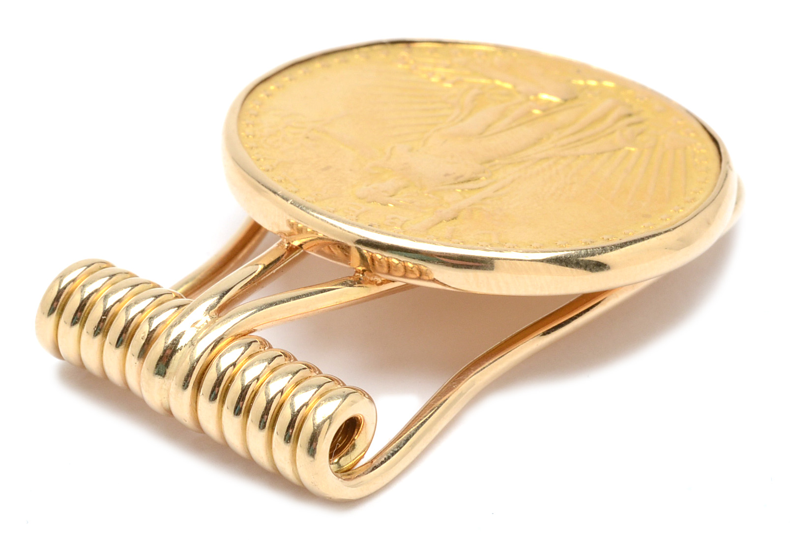 14K Yellow Gold Money Clip with 1925 Saint-Gaudens $20 Gold Coin