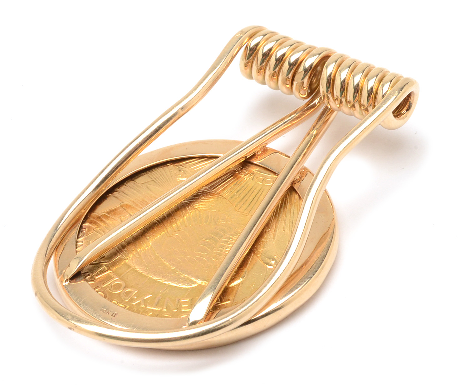 14K Yellow Gold Money Clip with 1925 Saint-Gaudens $20 Gold Coin