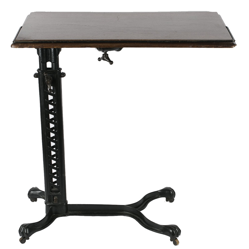 Antique  Sit-to-Stand Table with Cast Iron Base