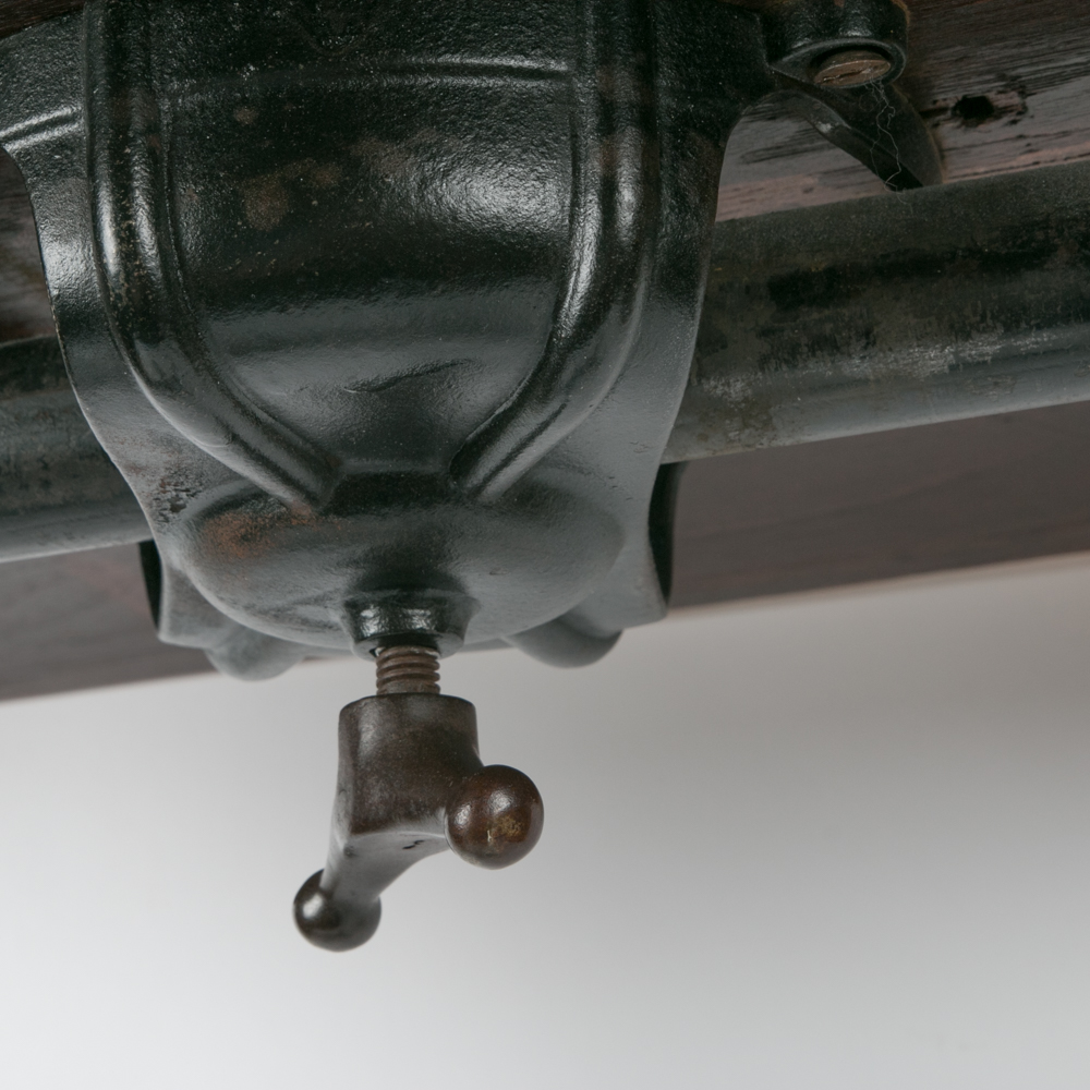 Antique  Sit-to-Stand Table with Cast Iron Base