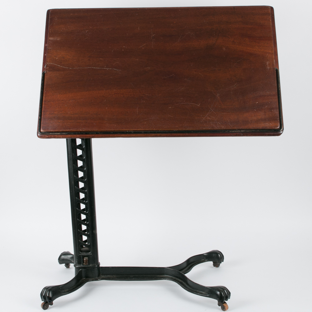 Antique  Sit-to-Stand Table with Cast Iron Base