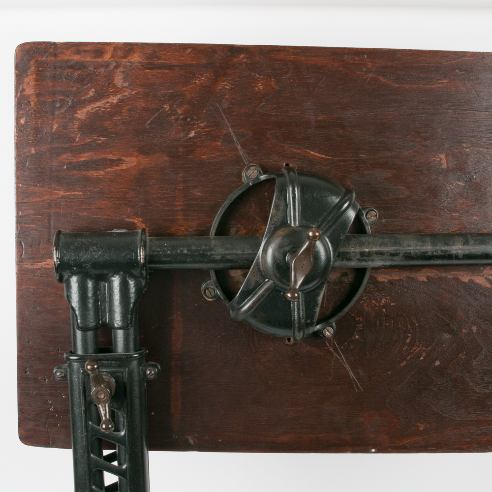 Antique  Sit-to-Stand Table with Cast Iron Base