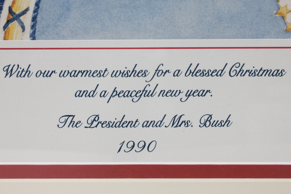 Framed 1990 White House Christmas Card