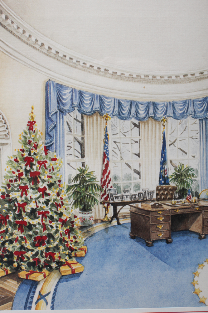 Framed 1990 White House Christmas Card
