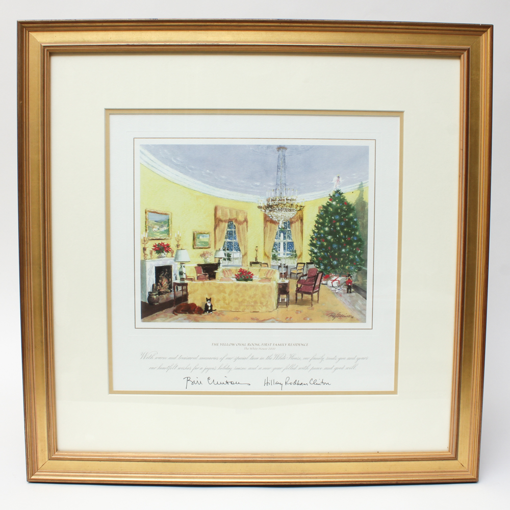 Framed and Facsimile Signed 2000 White House Christmas Card