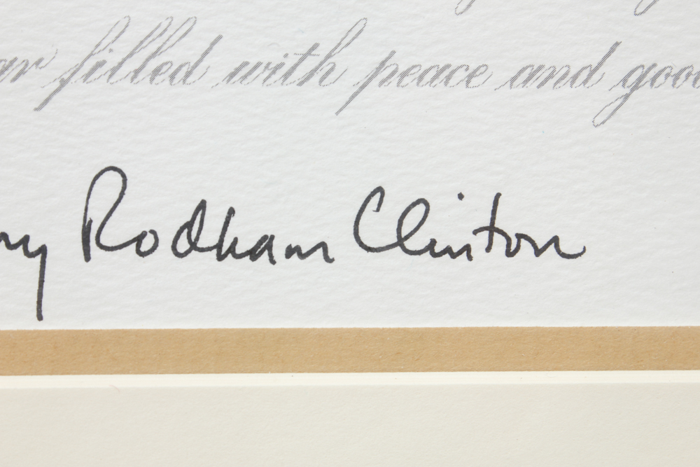 Framed and Facsimile Signed 2000 White House Christmas Card