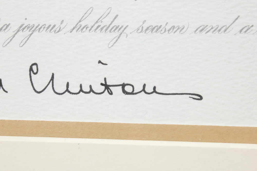 Framed and Facsimile Signed 2000 White House Christmas Card