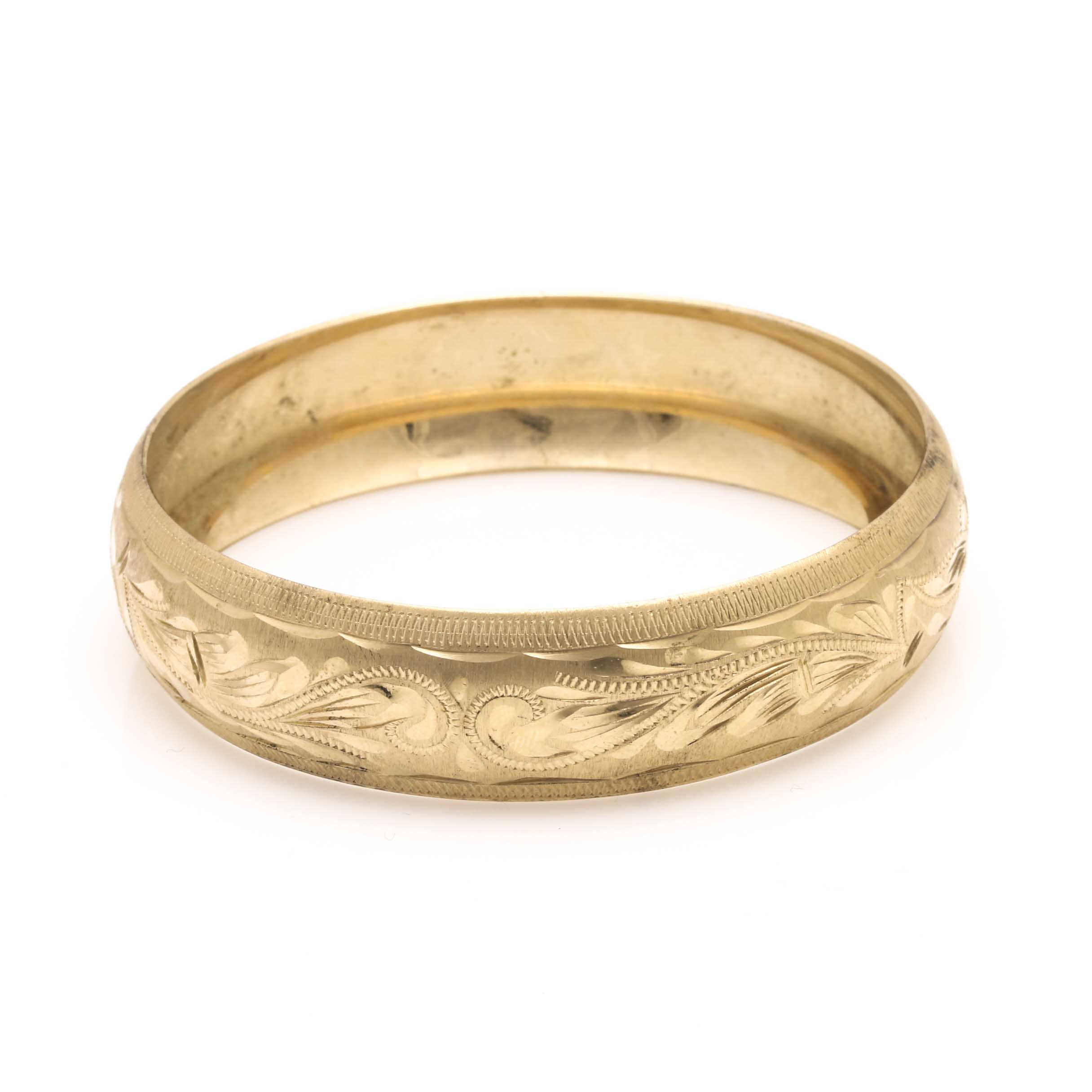 Gold Tone Floral Bangle and Bead Charm Bracelet