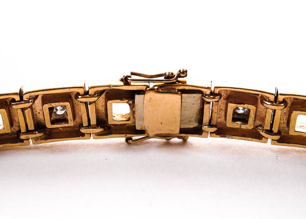 Gold Square Bracelet with Diamond Accents