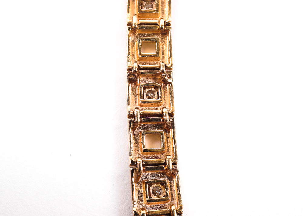 Gold Square Bracelet with Diamond Accents