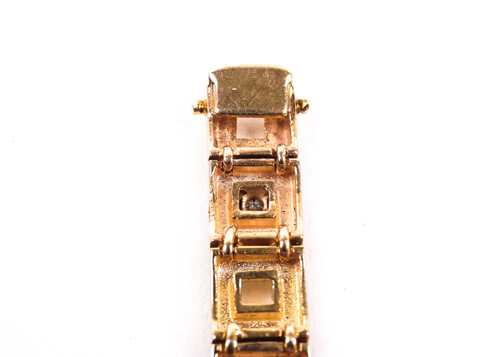 Gold Square Bracelet with Diamond Accents