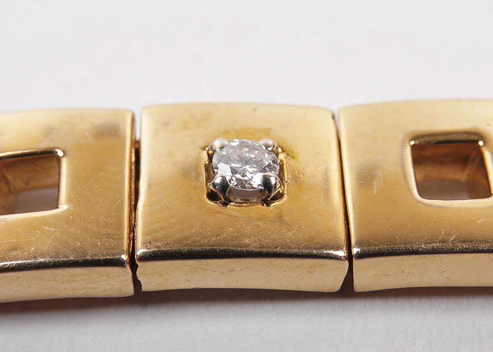 Gold Square Bracelet with Diamond Accents
