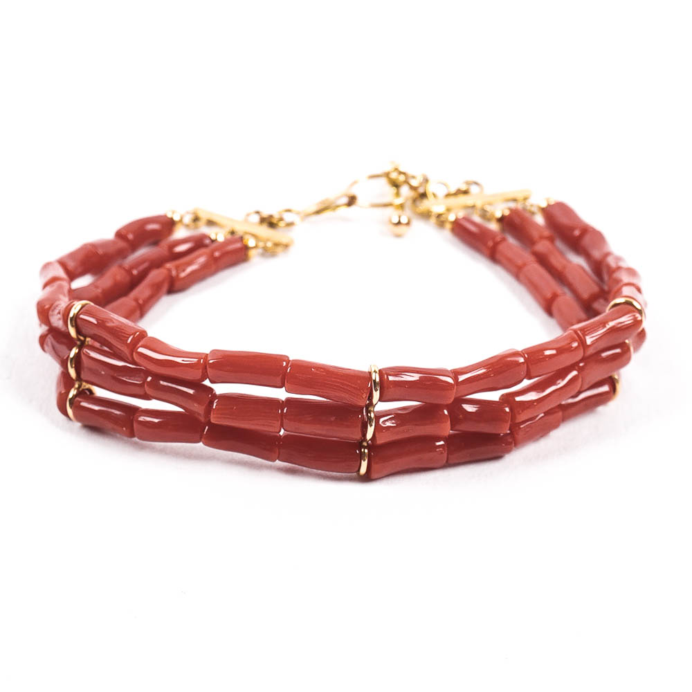 Red Coral and Gold Bracelet