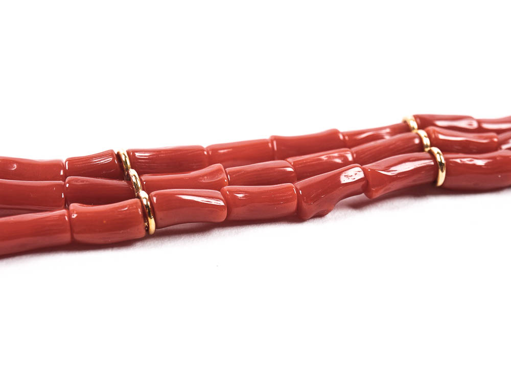 Red Coral and Gold Bracelet