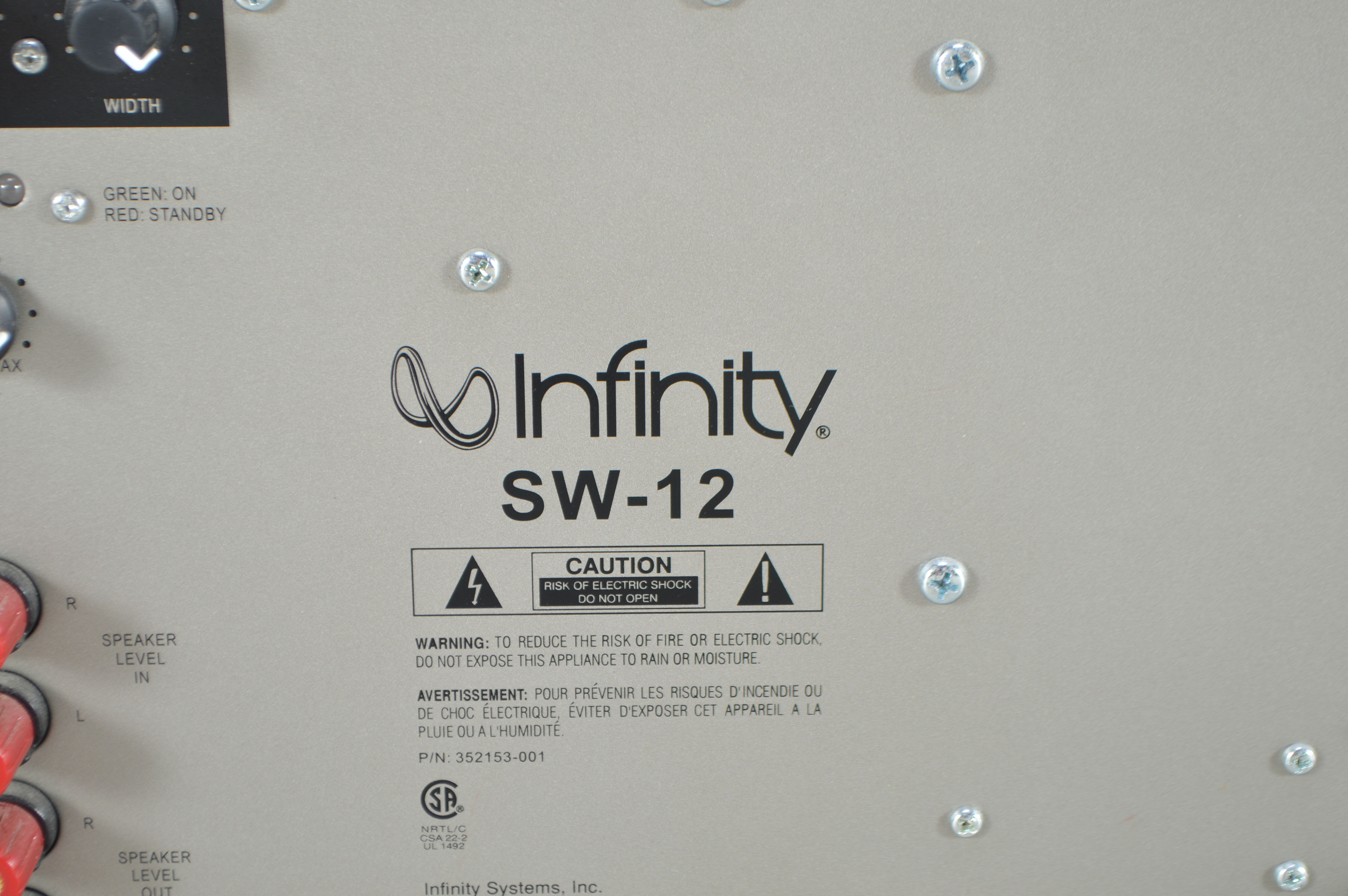 Infinity SW-12 Powered Subwoofer