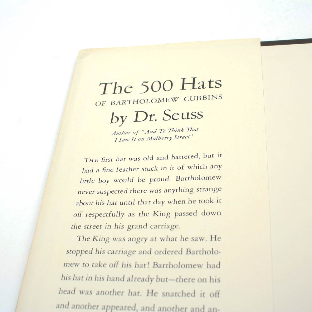 "The 500 Hats of Bartholomew Cubbins" by Dr. Suess Early Edition