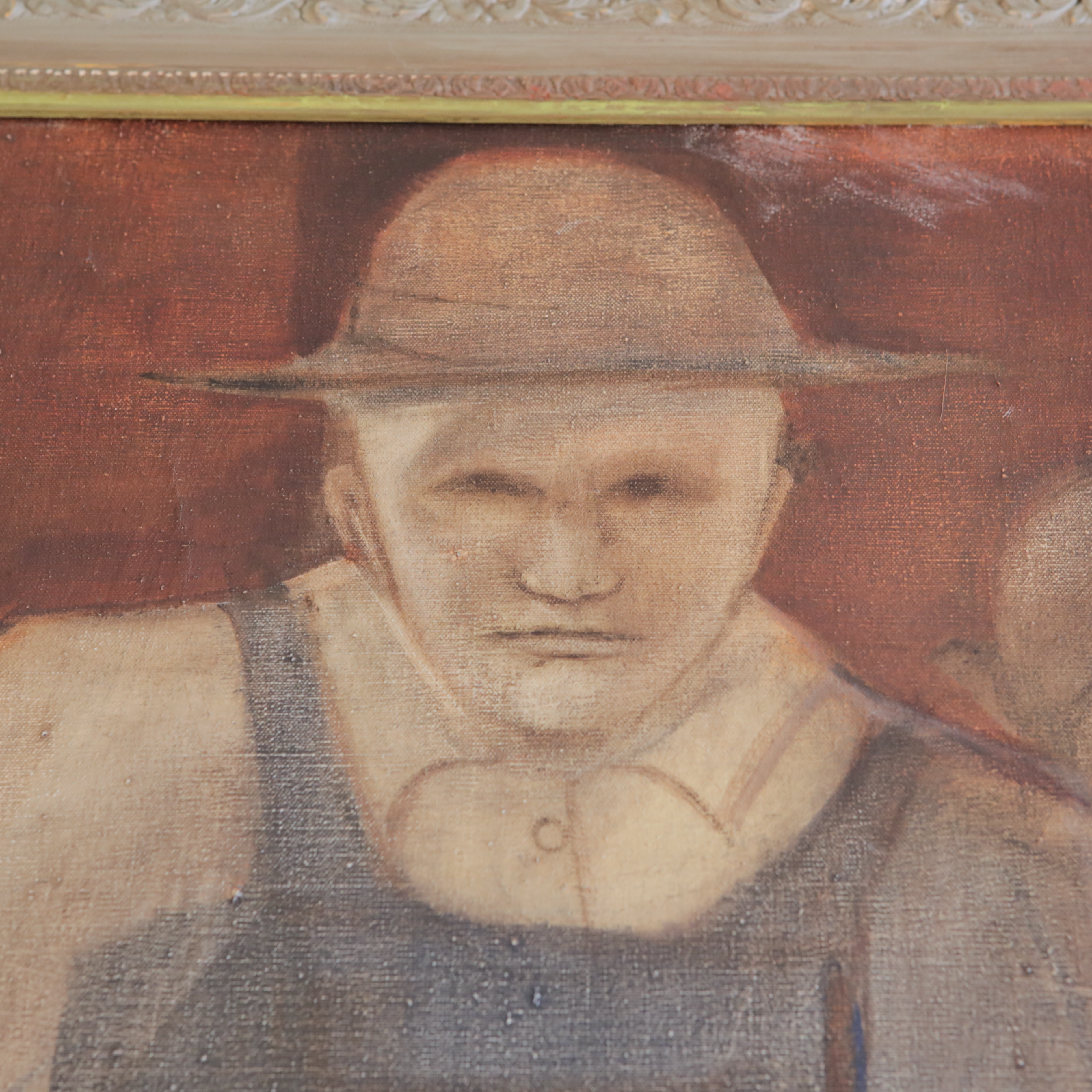 Framed Original Oil Painting on Canvas of Figures