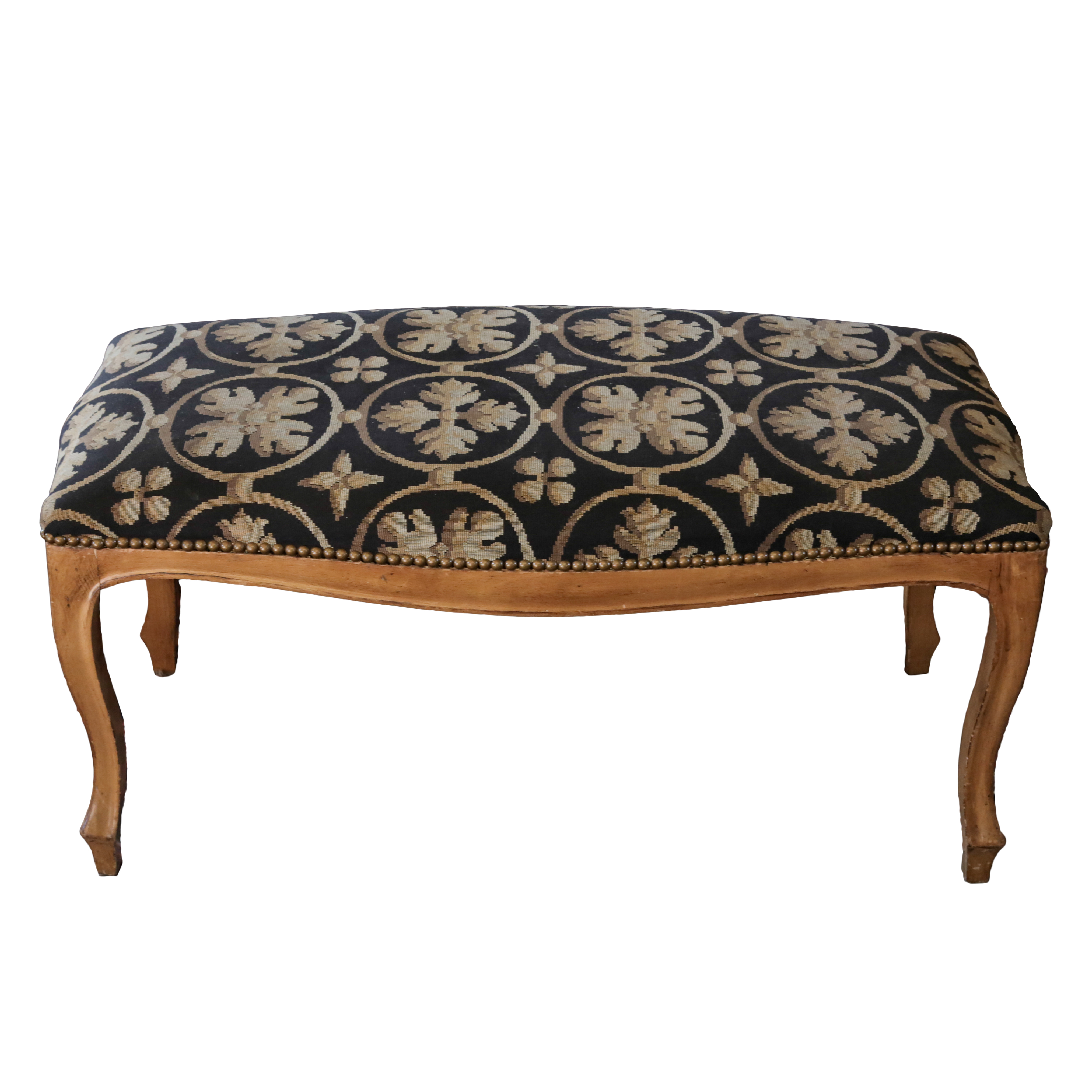 Provincial Louis XV Style Upholstered Footstool