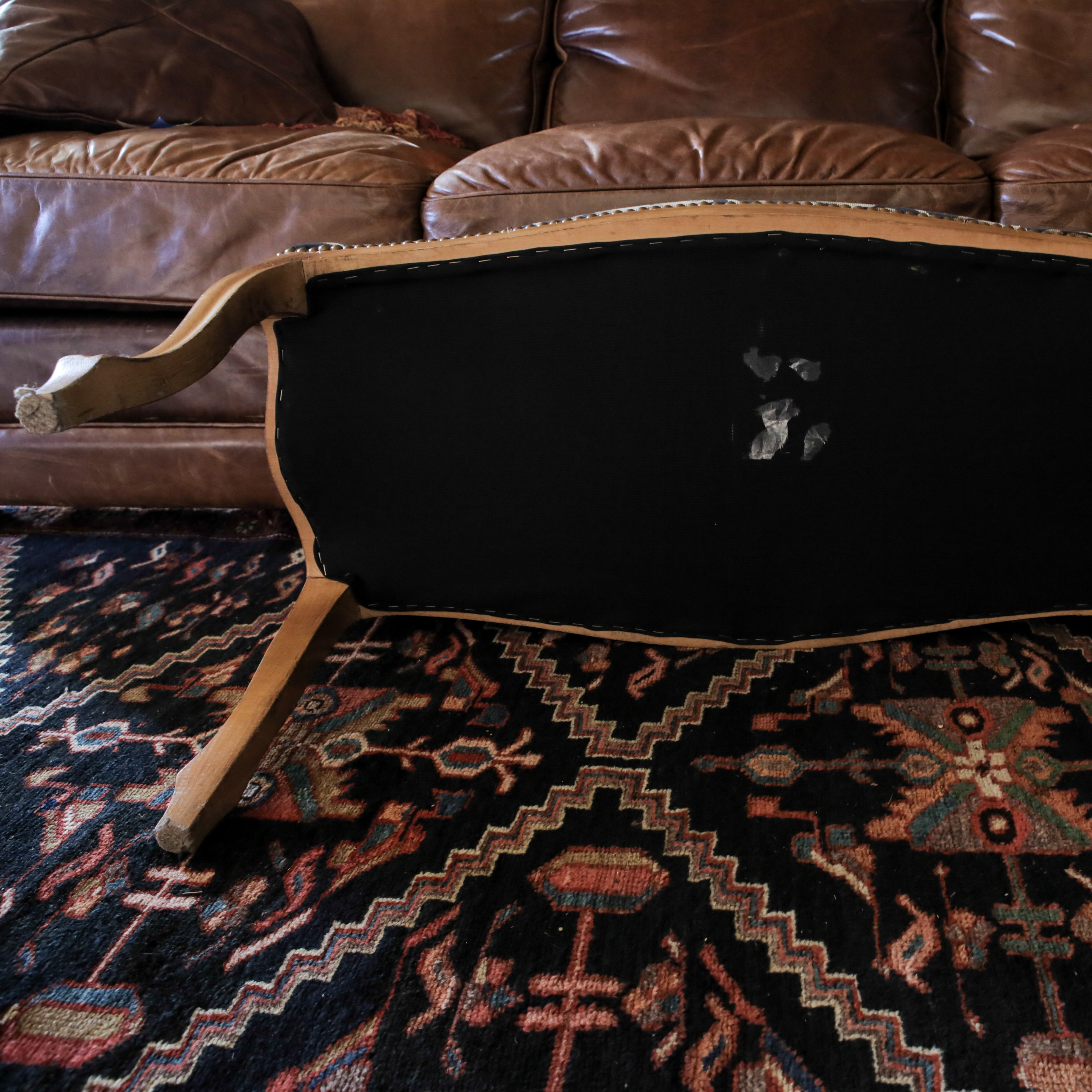 Provincial Louis XV Style Upholstered Footstool