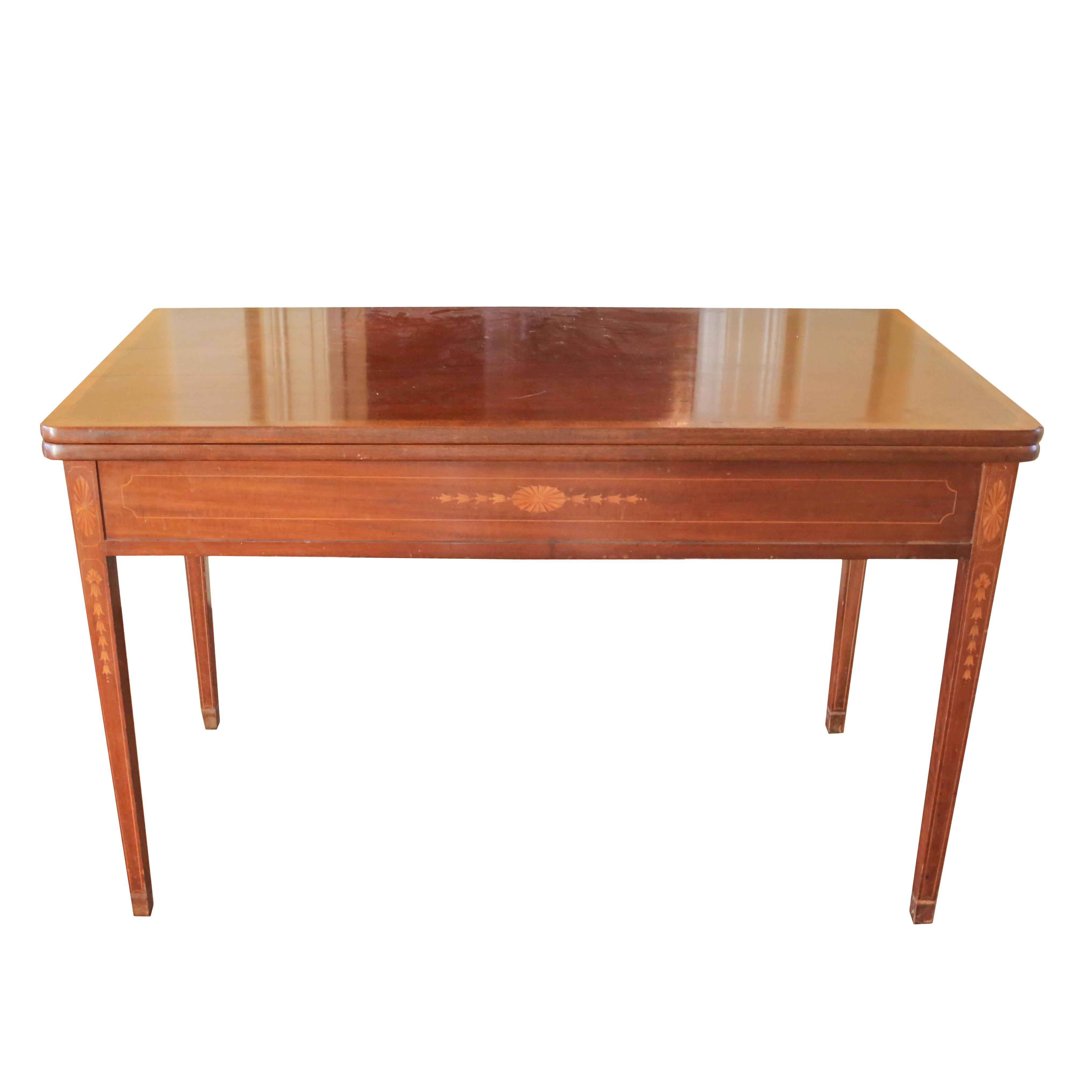 Vintage Hepplewhite Style Flip-Top Dining Table with Inlay