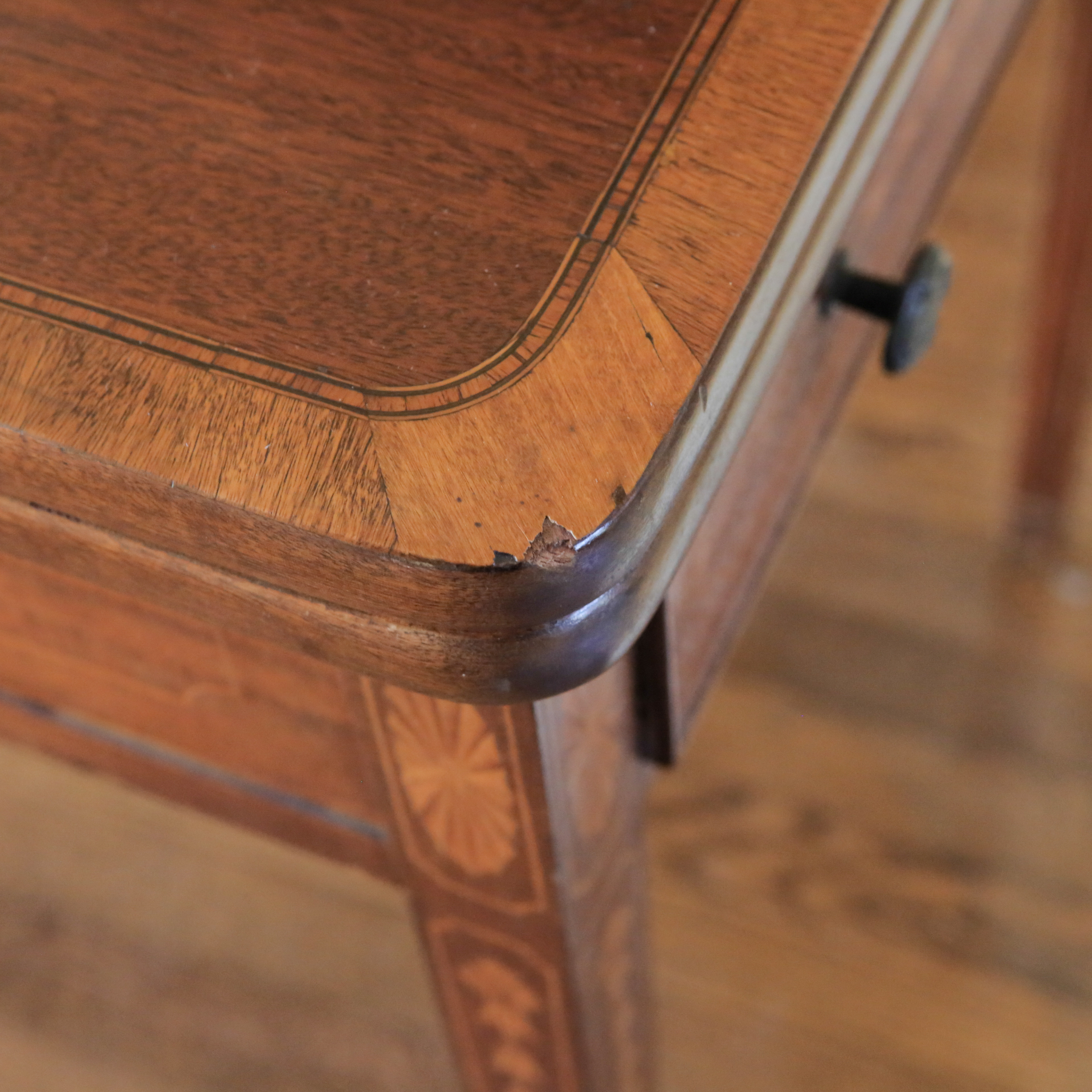 Vintage Hepplewhite Style Flip-Top Dining Table with Inlay