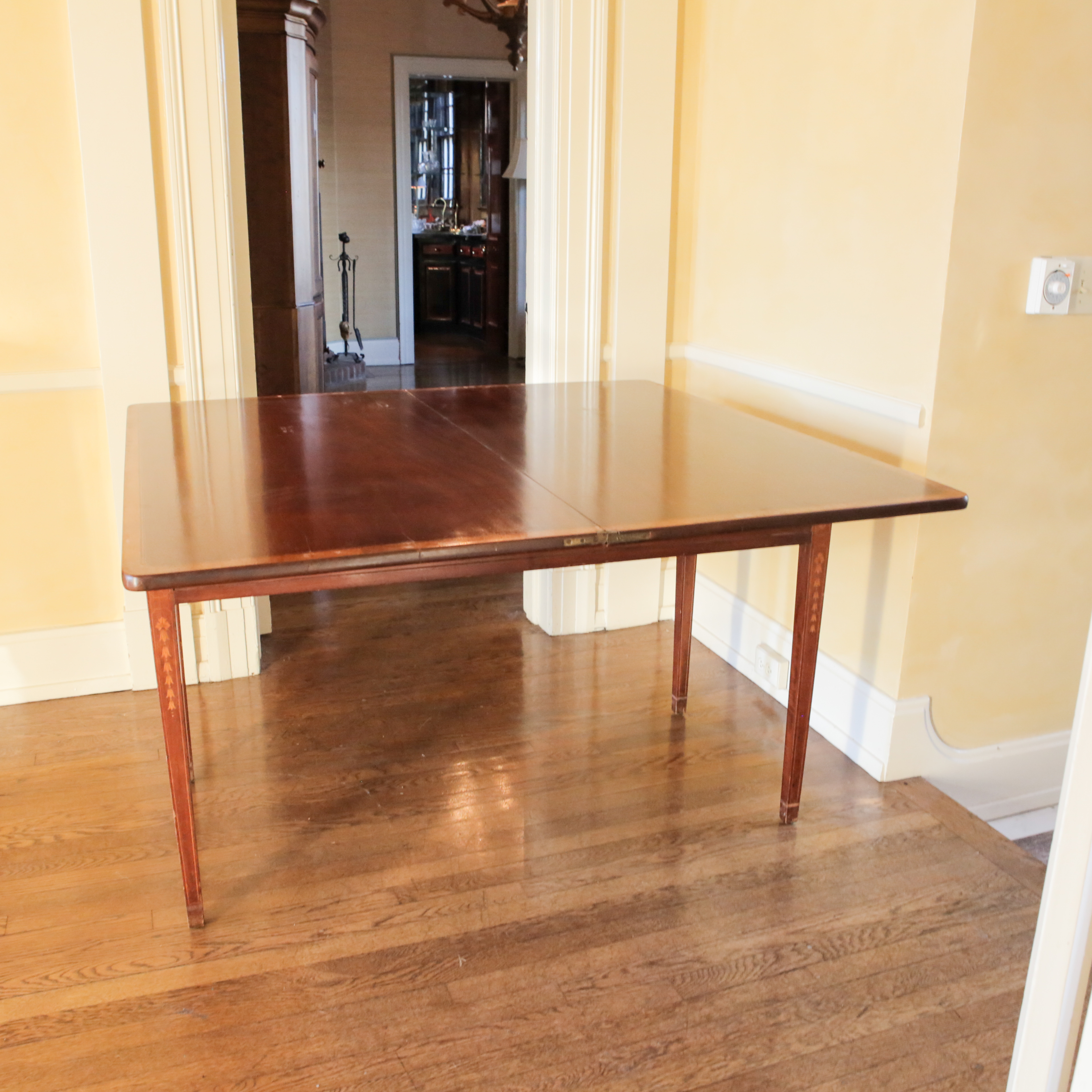 Vintage Hepplewhite Style Flip-Top Dining Table with Inlay