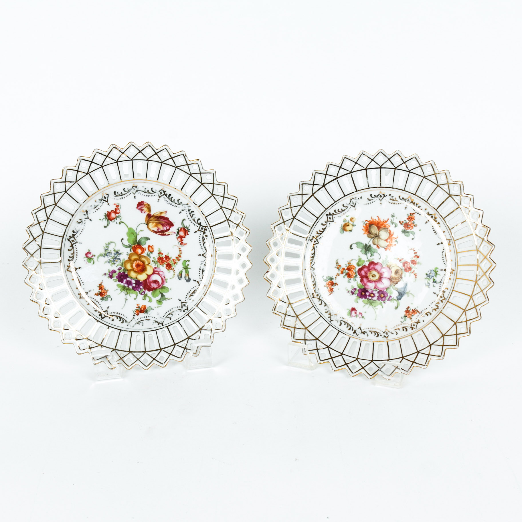 Pair of Carl Schumann of Bavaria "Dresden Flowers" Plates