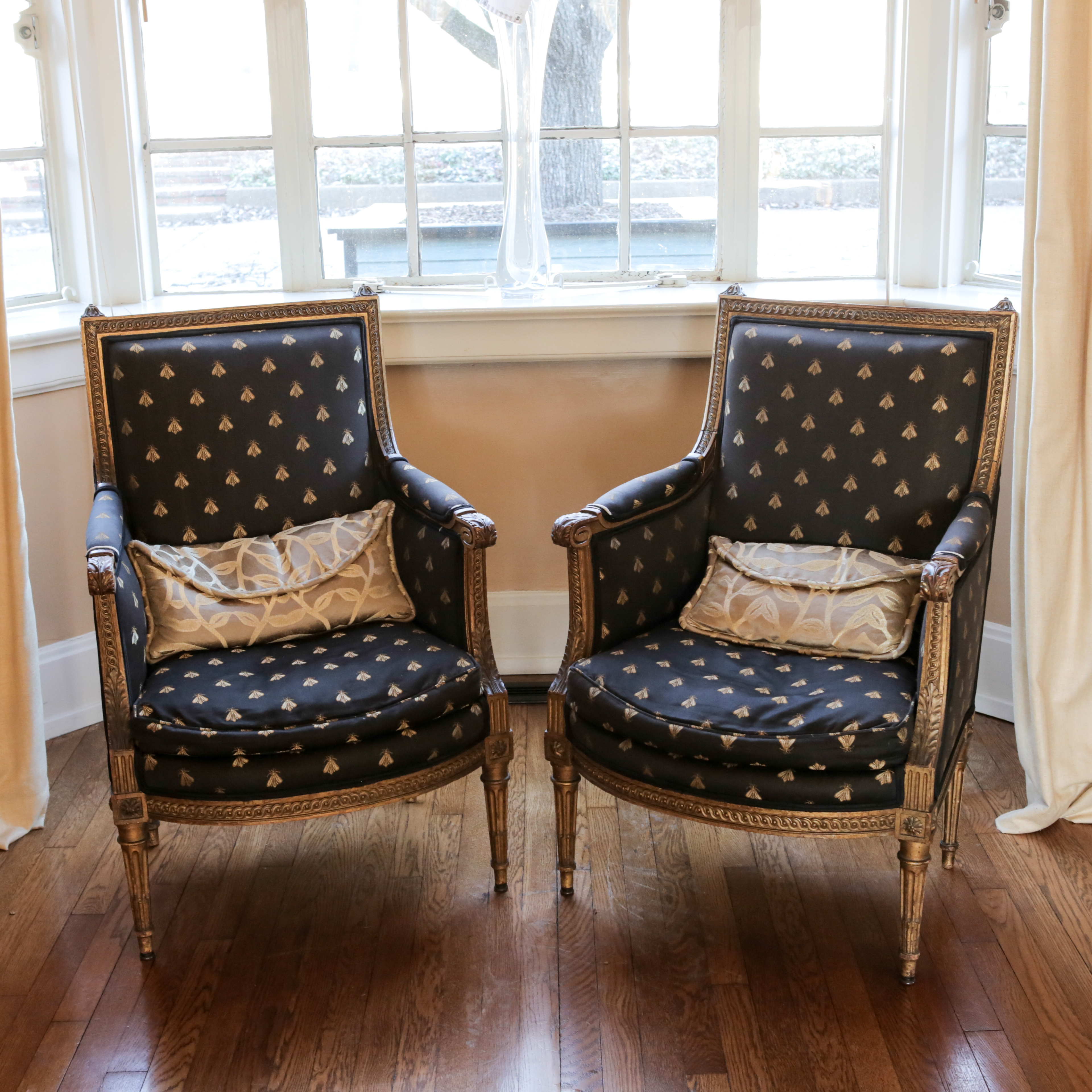 Louis XVI Style Giltwood Bergères