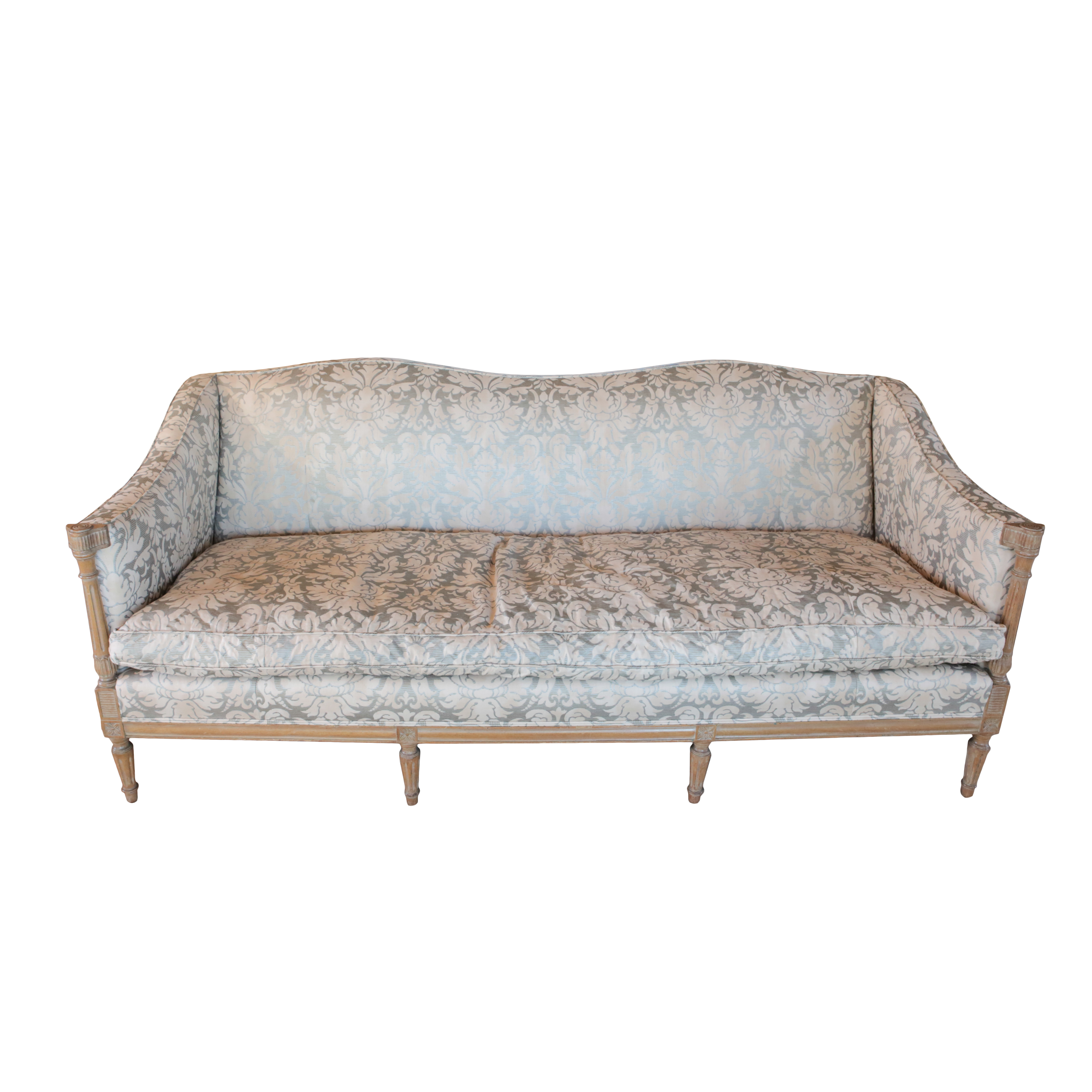 Louis XVI Style Damask-Upholstered Sofa
