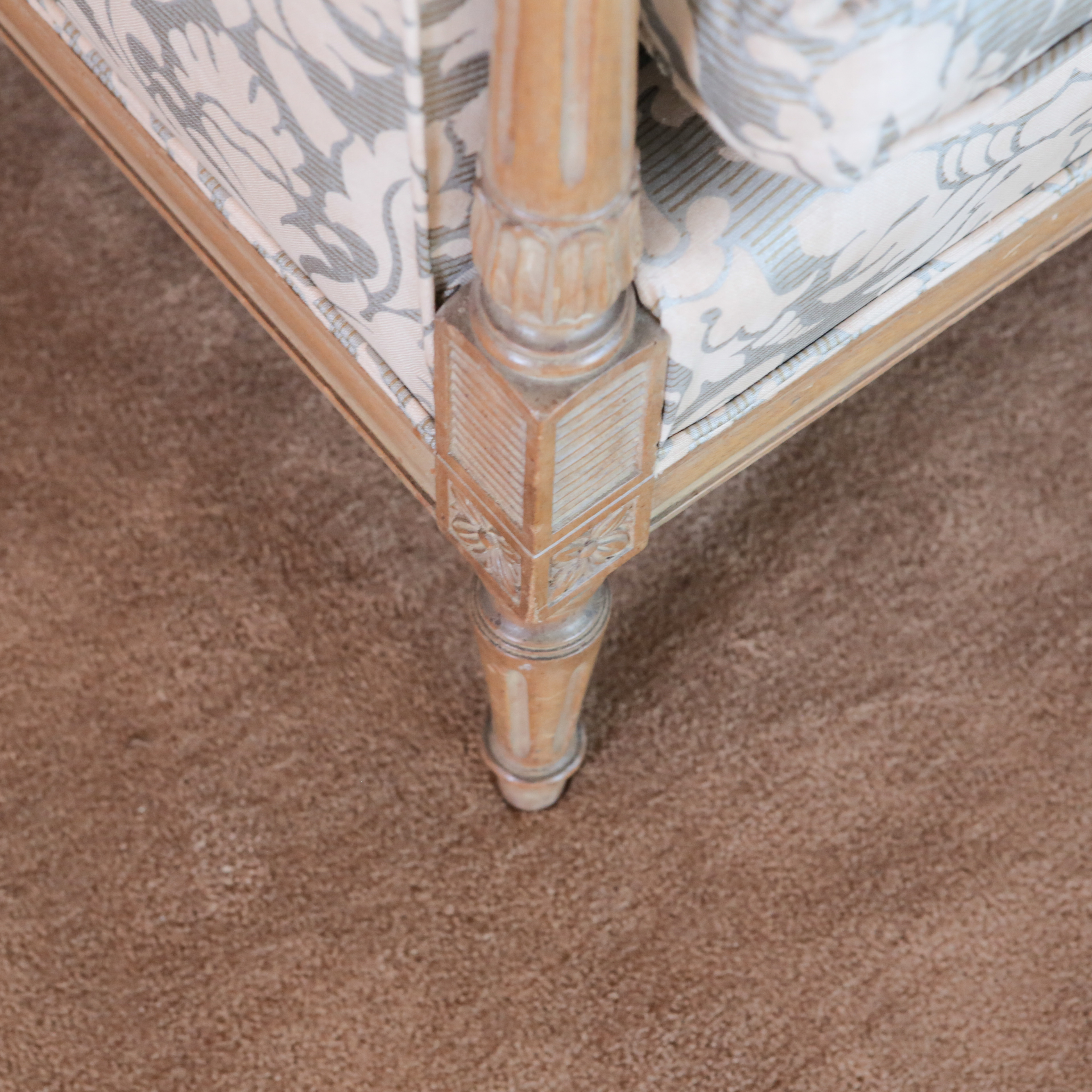 Louis XVI Style Damask-Upholstered Sofa