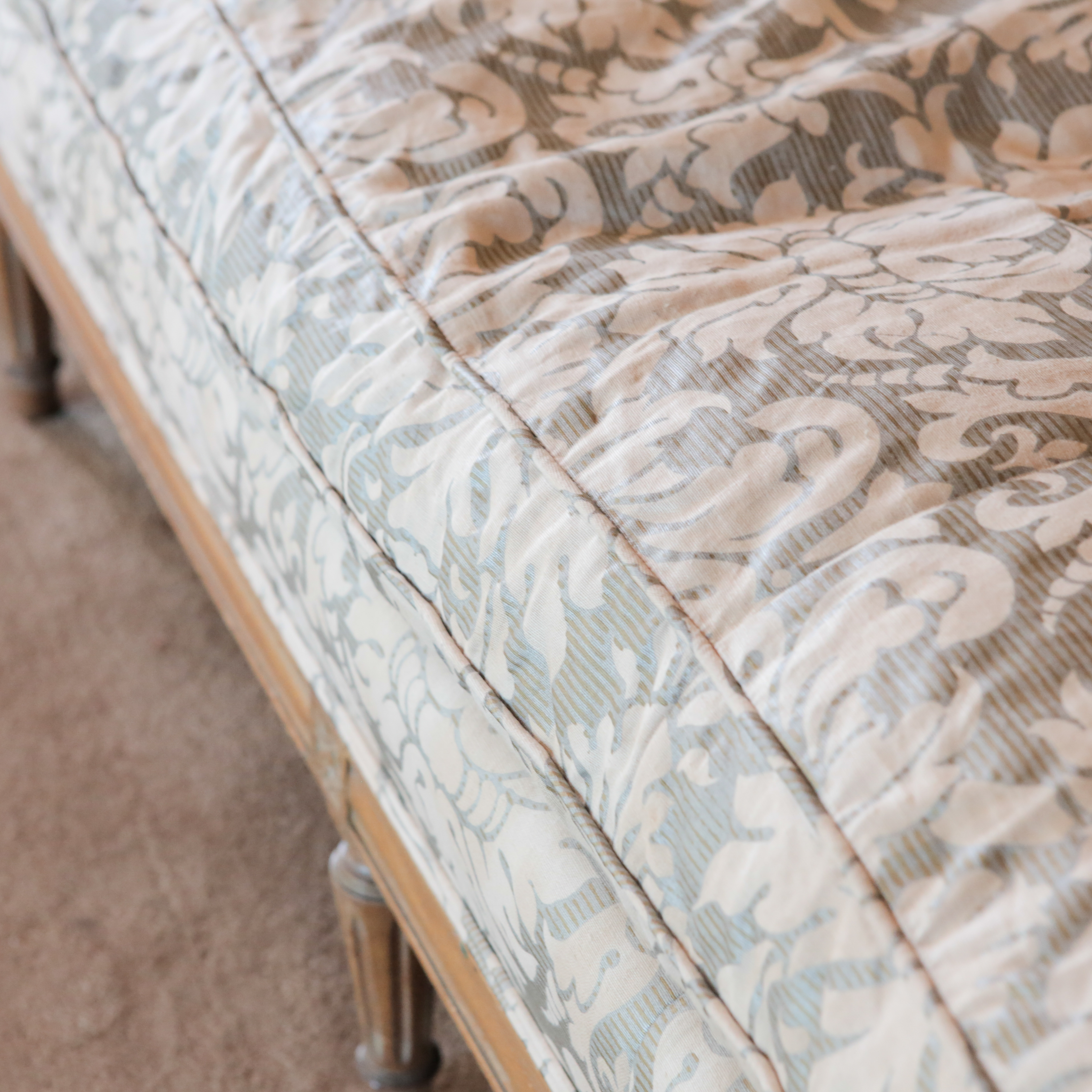 Louis XVI Style Damask-Upholstered Sofa