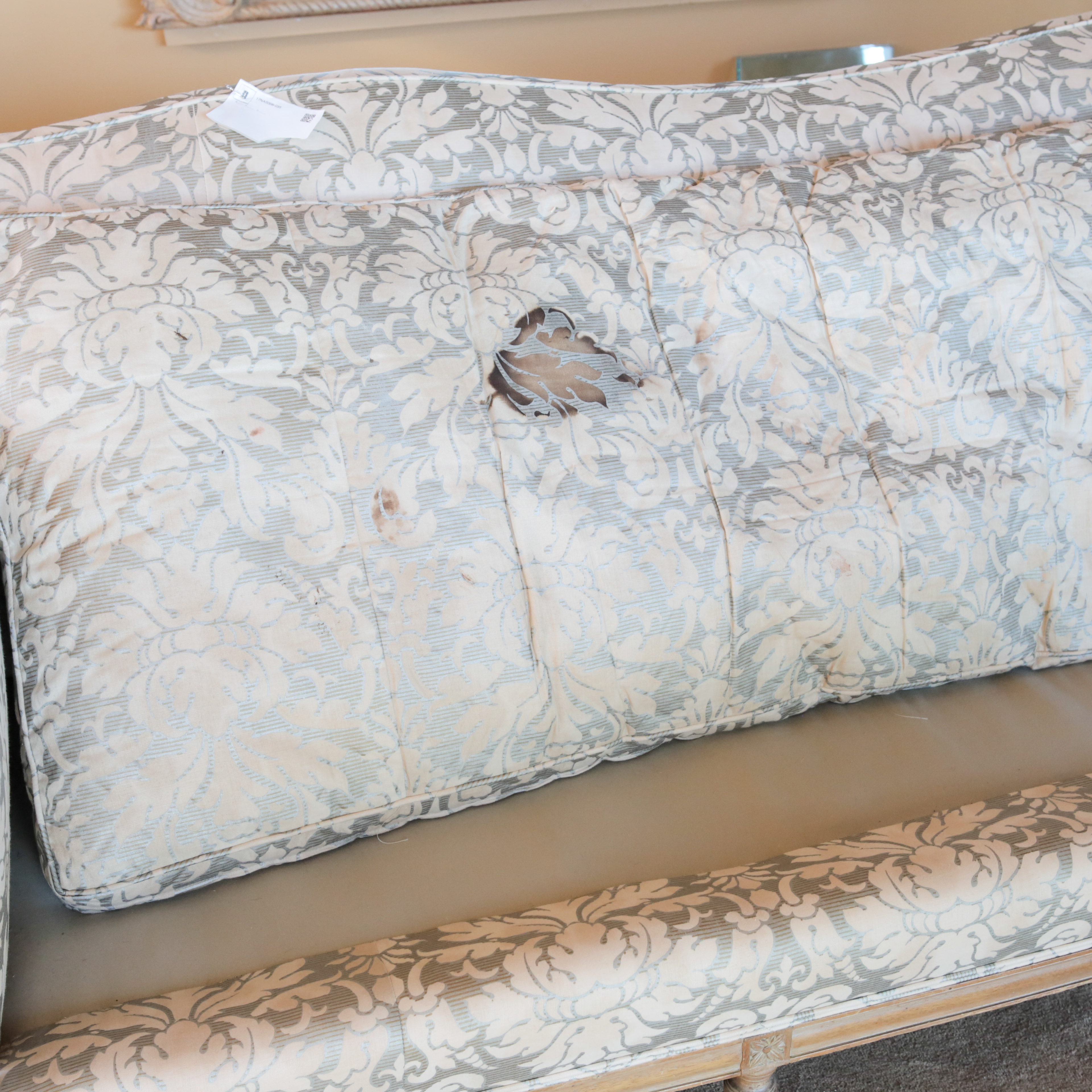 Louis XVI Style Damask-Upholstered Sofa