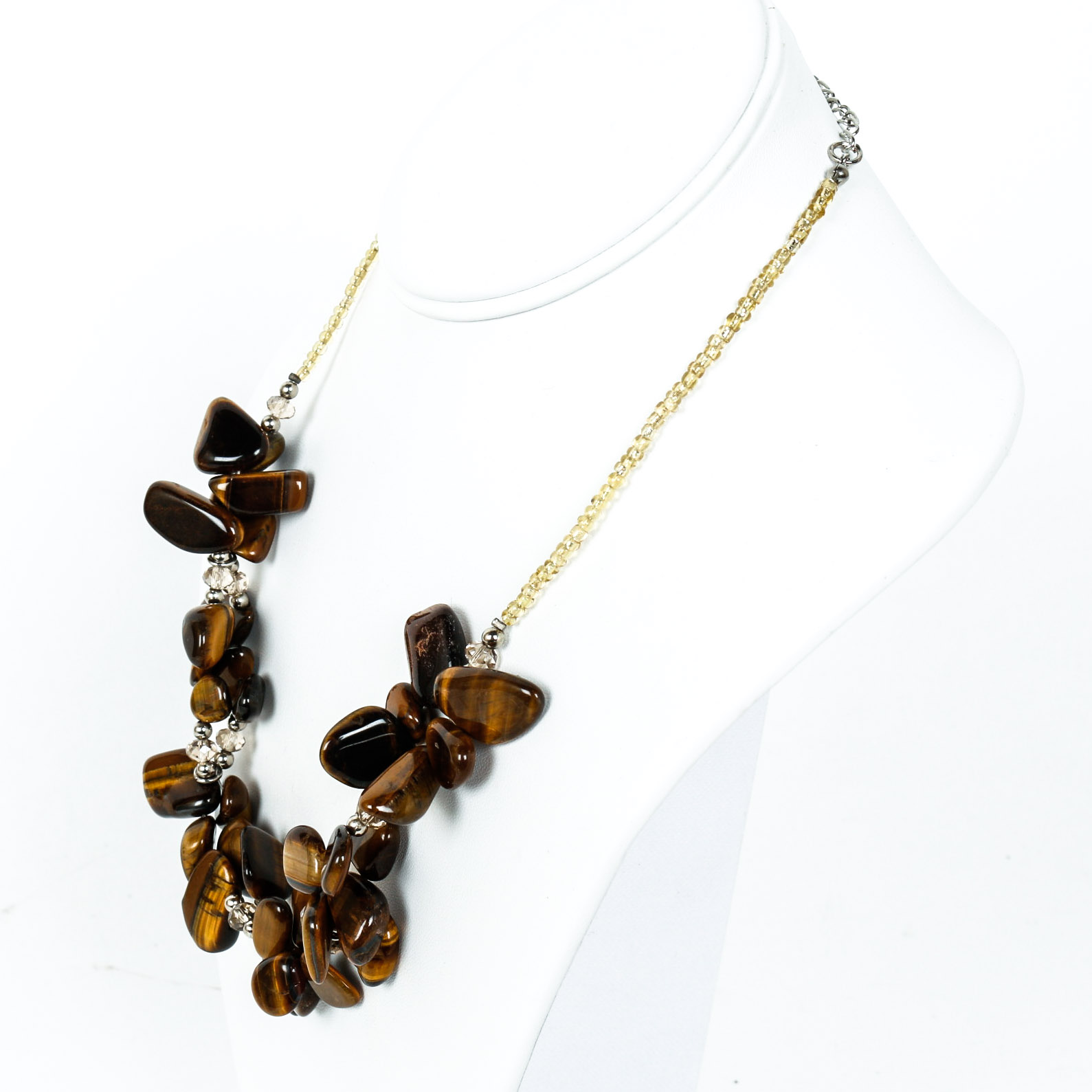 Tiger's Eye and Glass Bead Necklace and Earrings