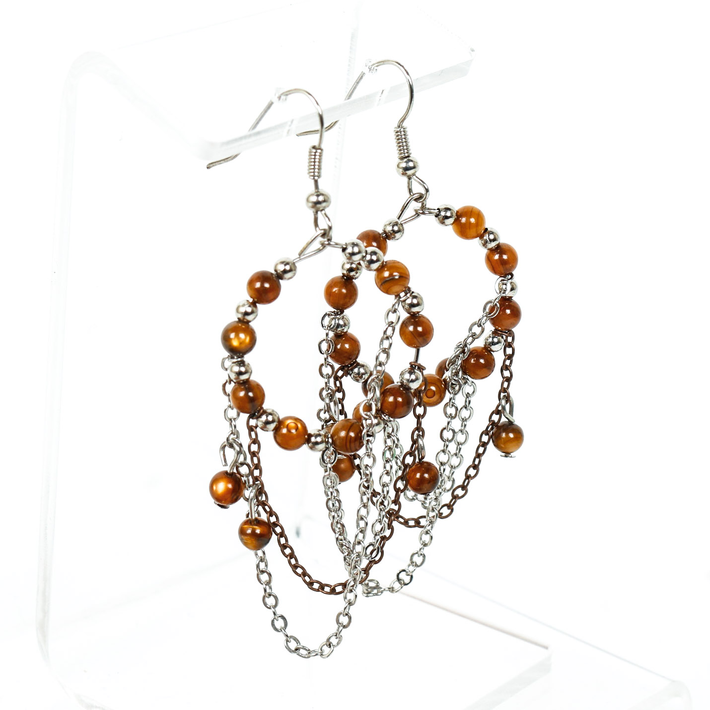 Tiger's Eye and Glass Bead Necklace and Earrings