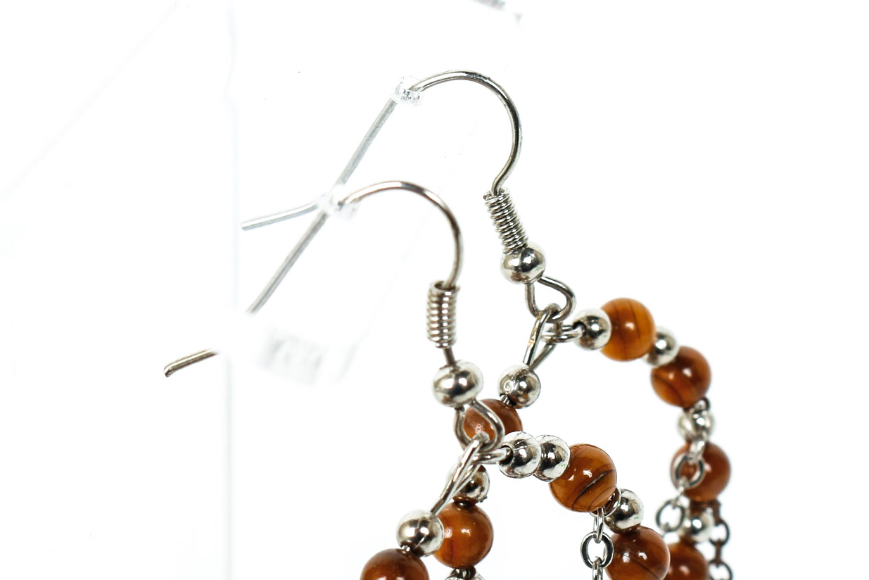 Tiger's Eye and Glass Bead Necklace and Earrings