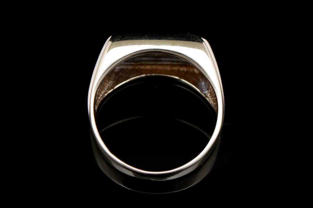 Mens 10K Two-Tone Gold and Three Diamond Ring