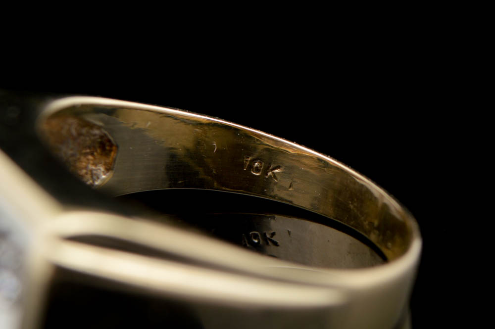 Mens 10K Two-Tone Gold and Three Diamond Ring