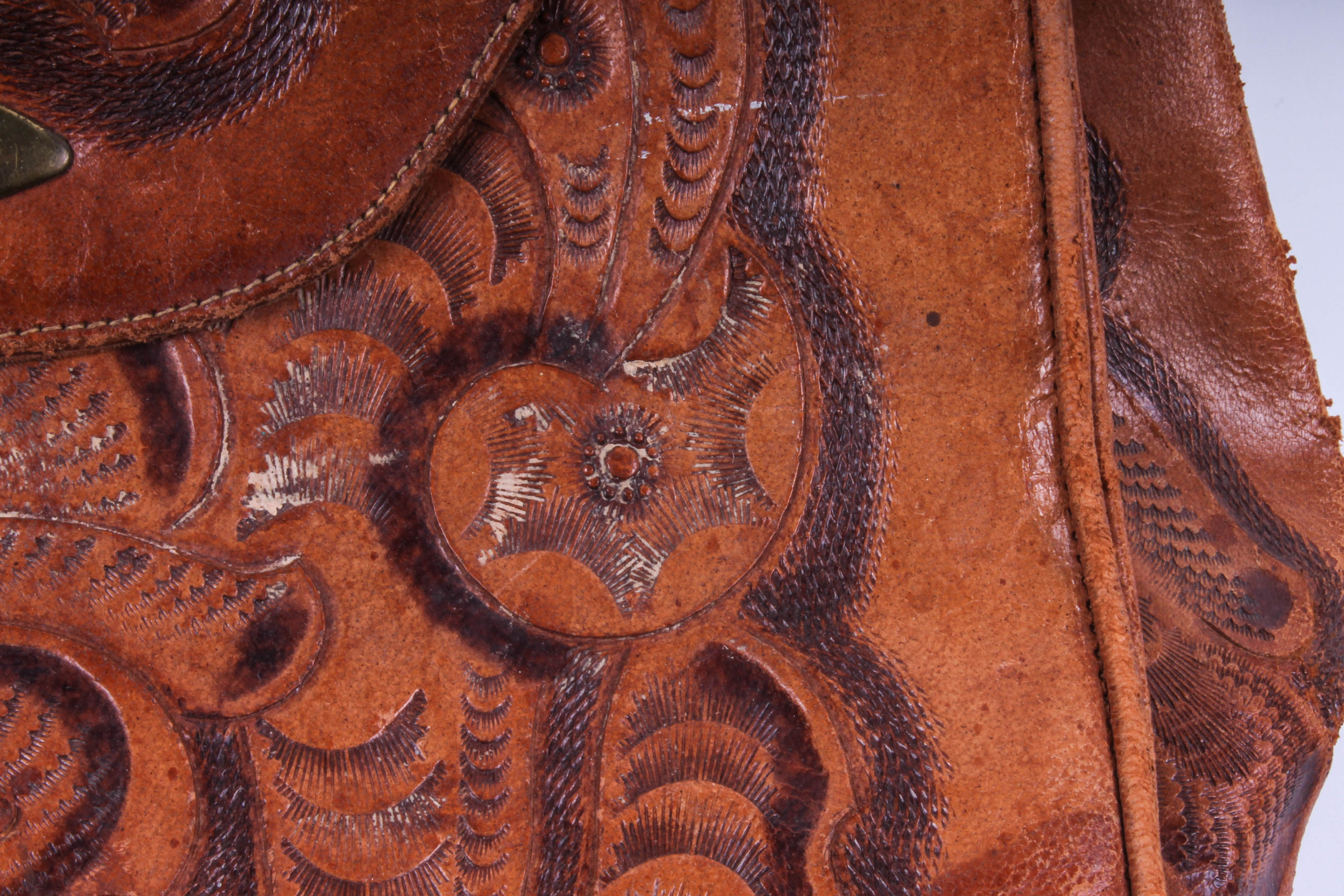 Five Vintage Hand-Tooled Leather Handbags