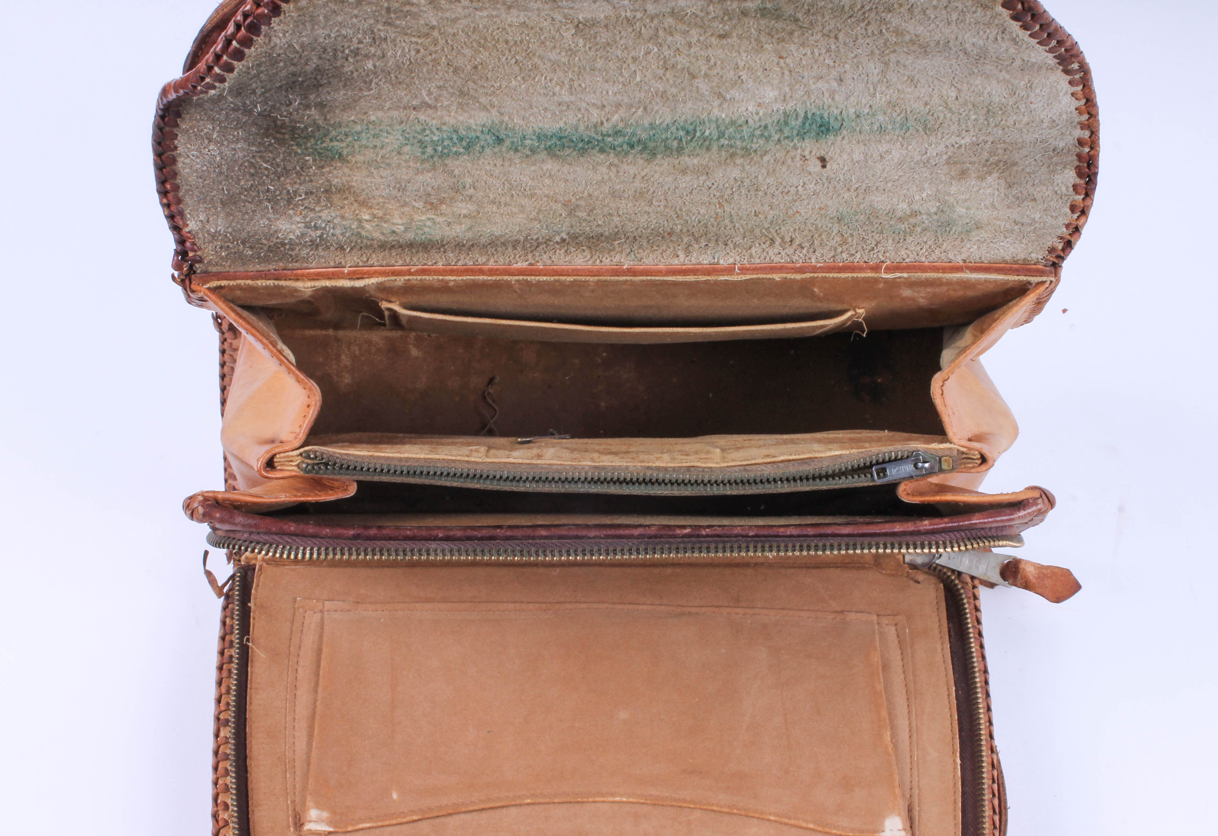 Five Vintage Hand-Tooled Leather Handbags