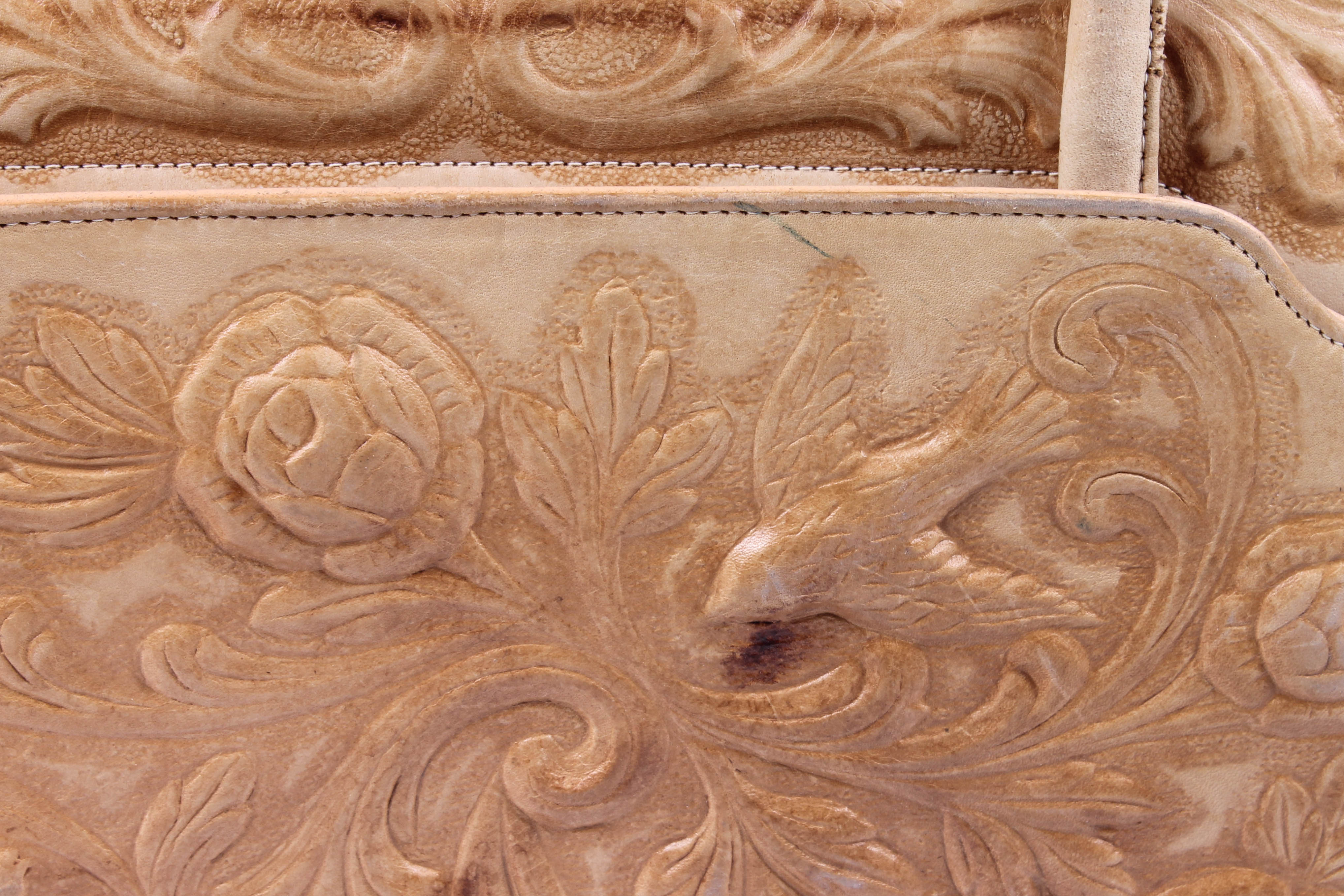 Five Vintage Hand-Tooled Leather Handbags