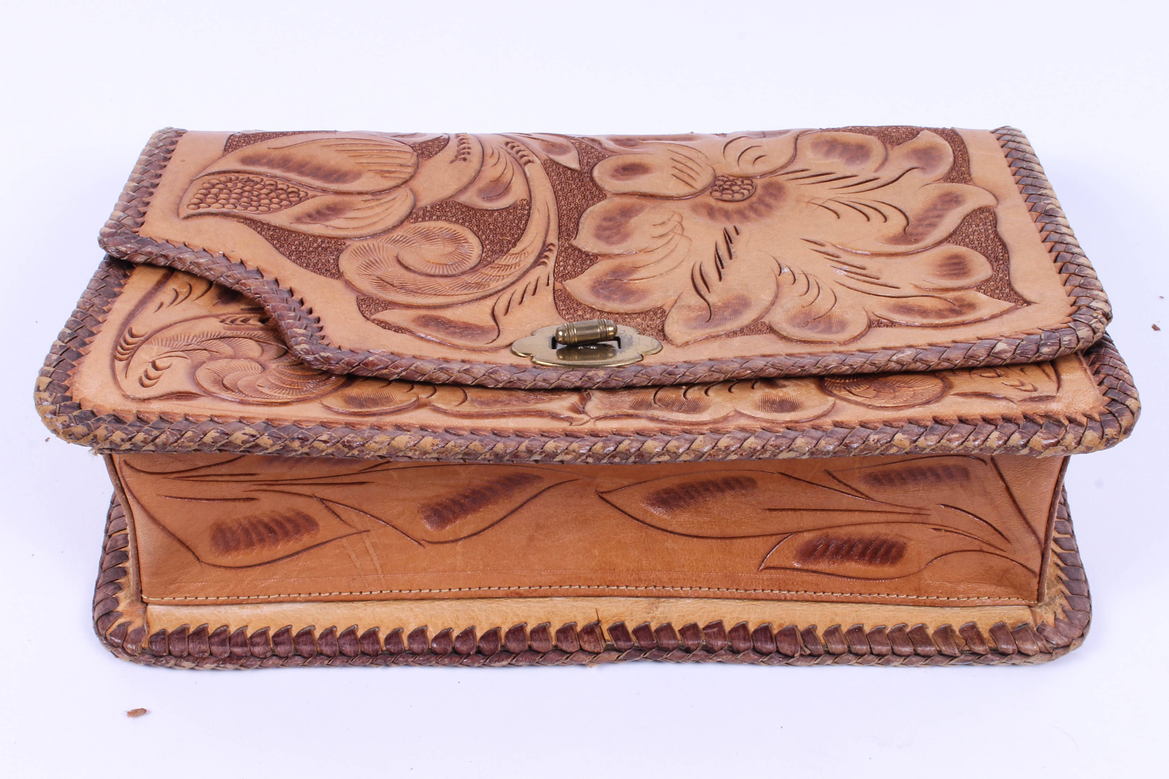 Five Vintage Hand-Tooled Leather Handbags