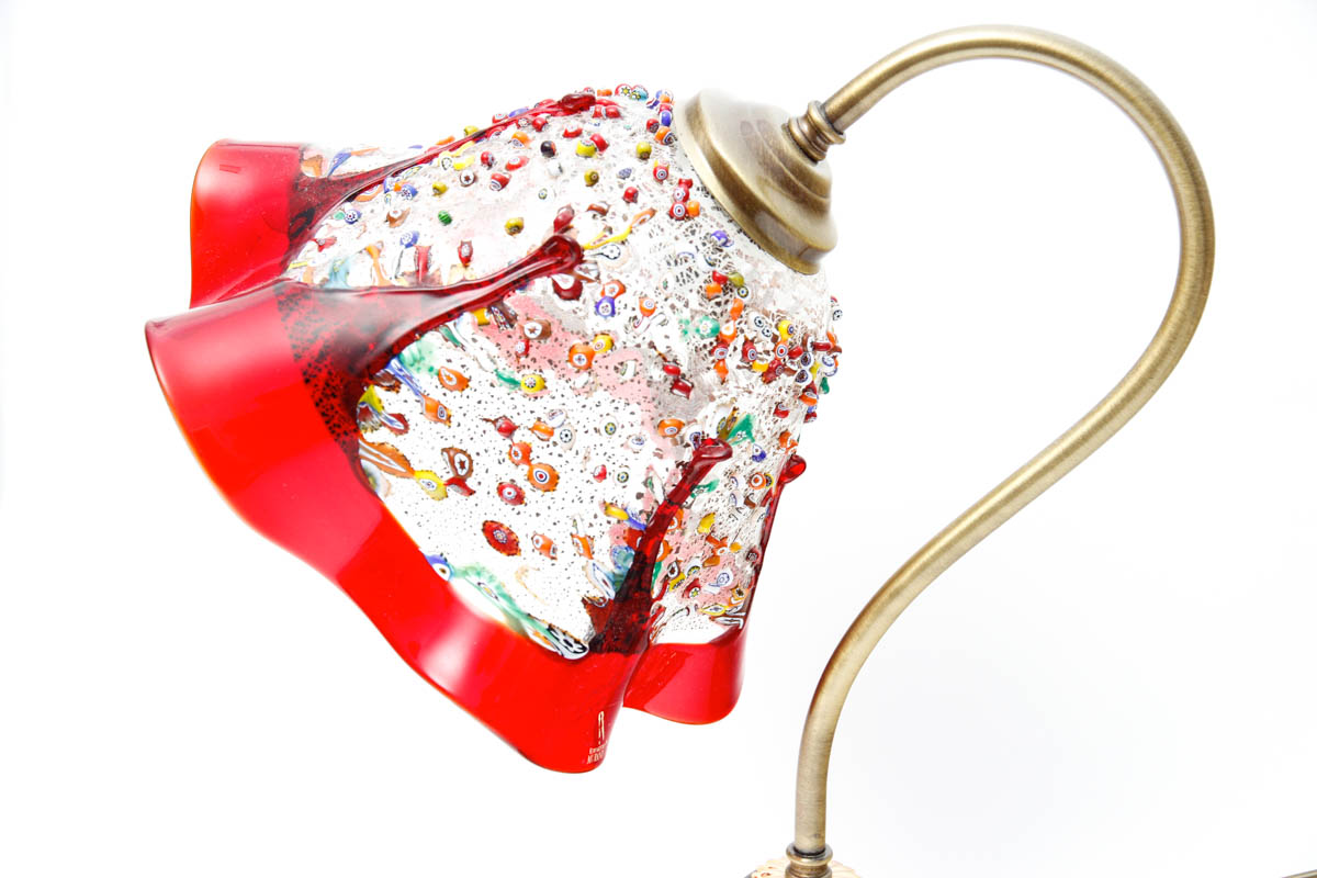 Vintage Desk Lamp with Glass Shade