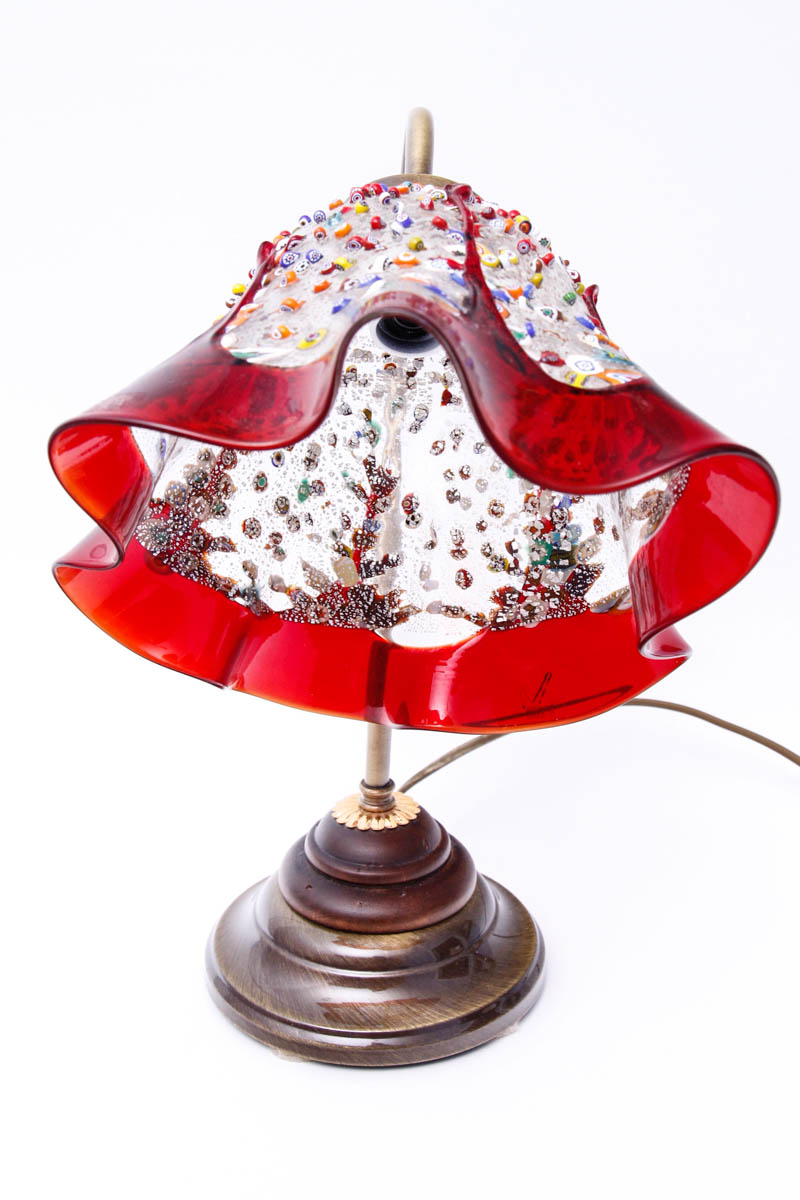 Vintage Desk Lamp with Glass Shade