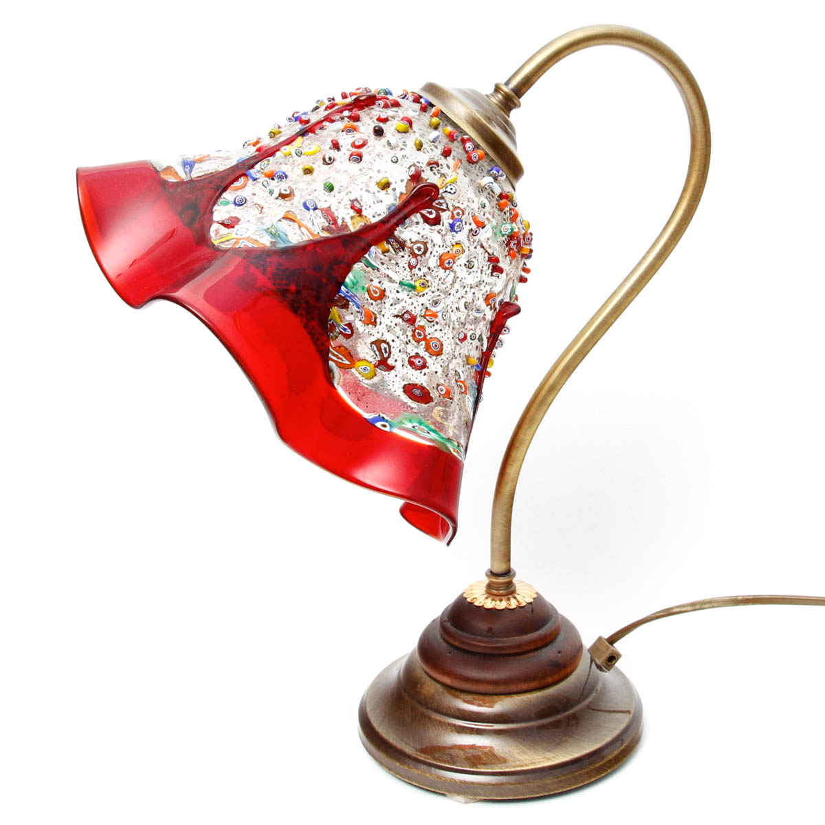 Vintage Desk Lamp with Glass Shade